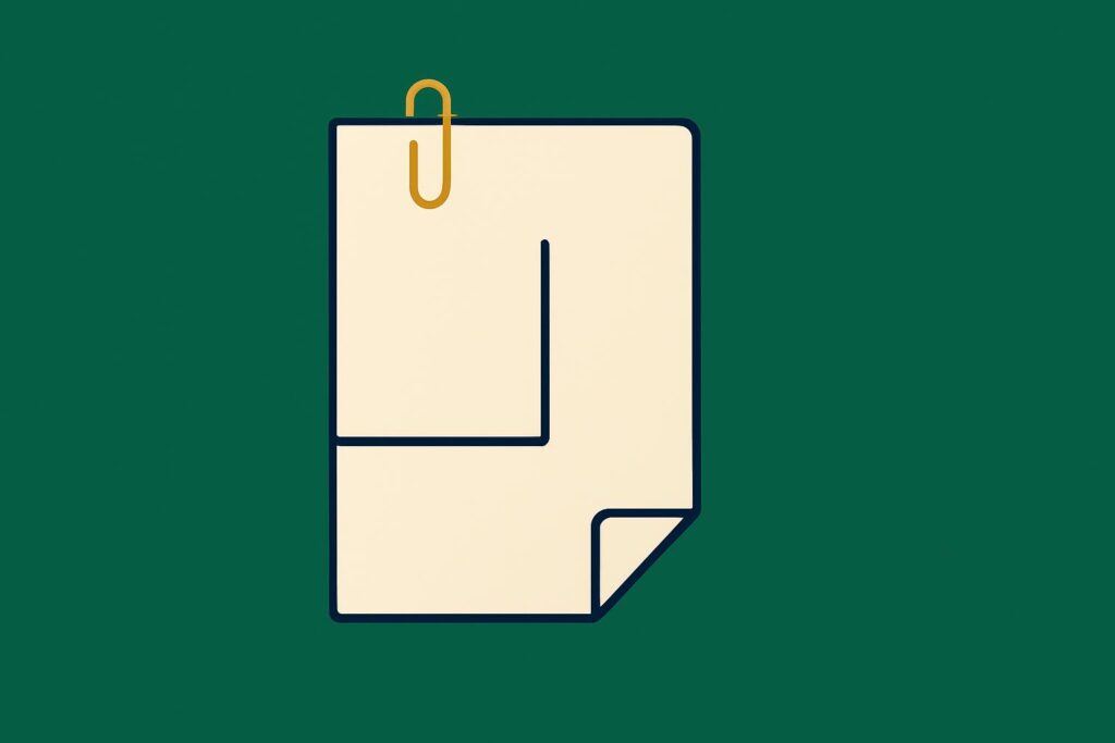 Gevouwen document met een paperclip en een tweede vel