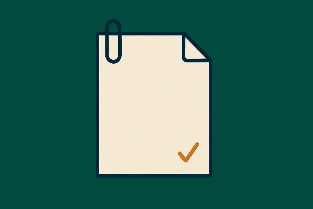 Document met een correctieteken en een tweede vel eronder
