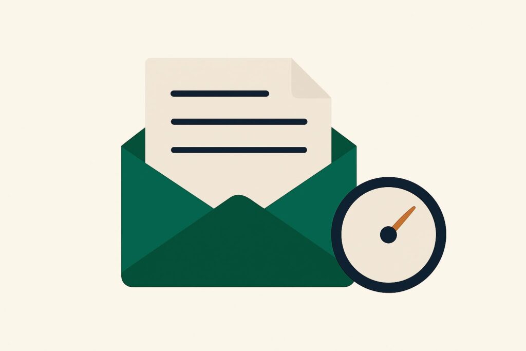 Envelop met brief en een draaiknop ernaast